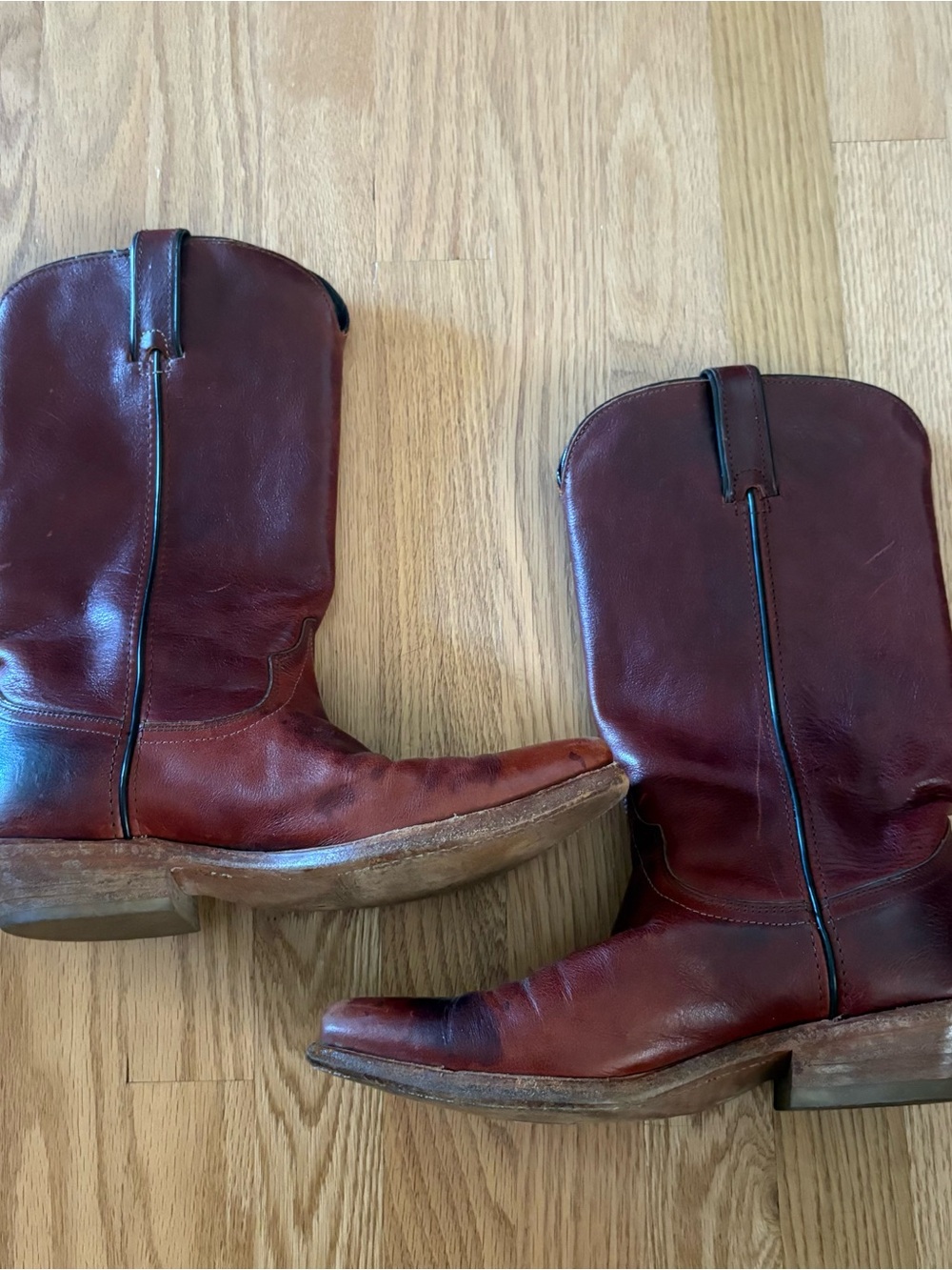 Code West Women's Red Brown Leather Western Cowboy Boots Sz 8 Leather